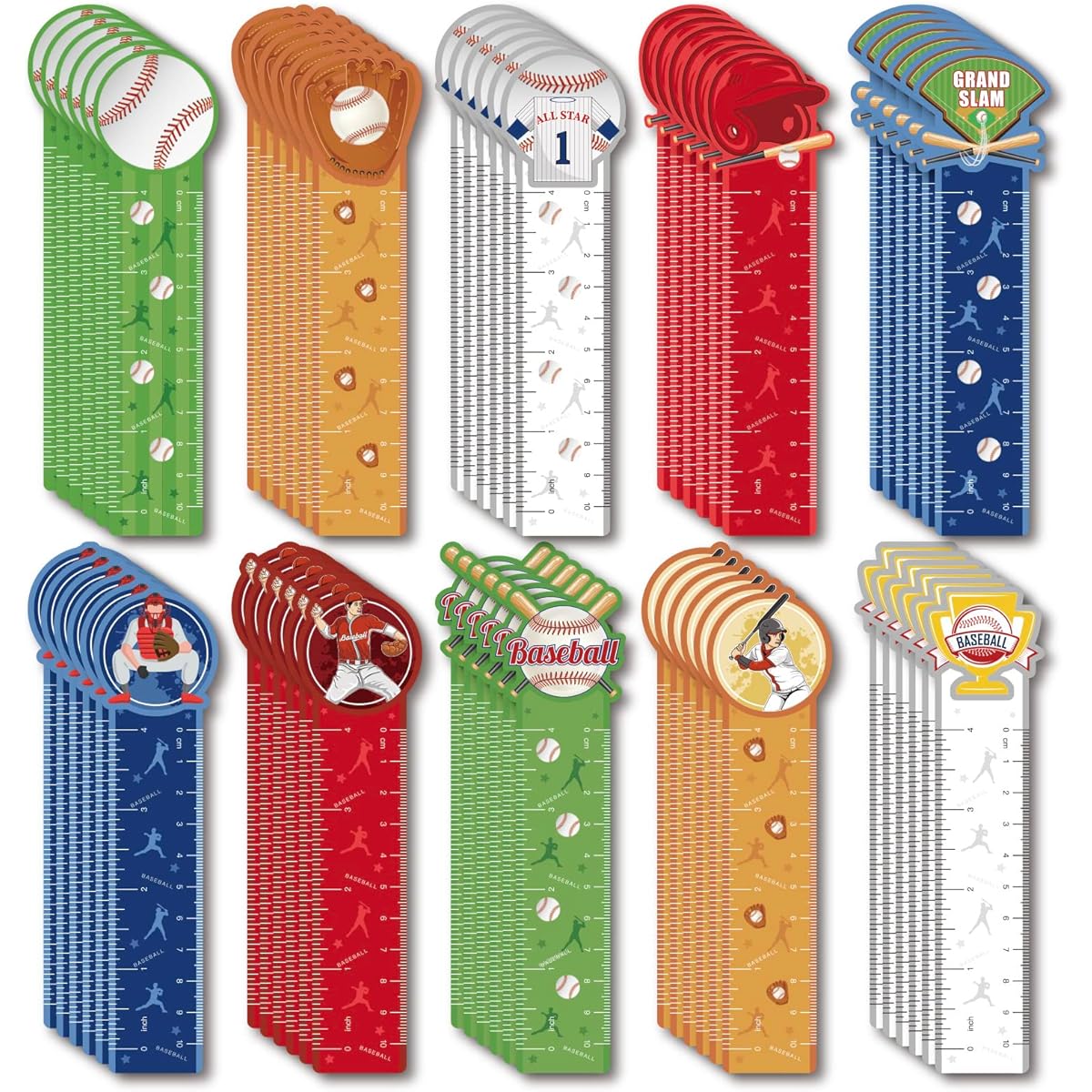 Video Game Bookmark Ruler Gamer Birthday Party Pixelated Bookmark Reading Ruler for Kids Birthday Students Teens Video Game Party Supplies Classroom Favors (Baseball) 60 Pieces
