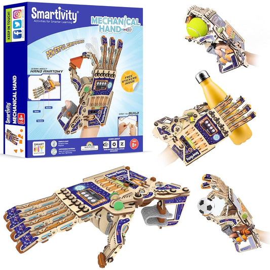 Smartivity Mechanical Hand STEM STEAM Educational DIY Building Construction Activity Toy Game Kit, Easy Instructions, Experiment, Play, Learn Science Engineering Project 8+with opposable thumb