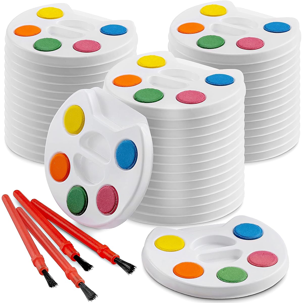 Mini Watercolor Paint Set - (24 Piece Bulk Pack) - 5 Watercolor Paints, Palette Tray, Paint Brushes, Art Party Favors, Kids Giveaways, Christmas Gifts, Stocking Stuffers, Paint Party Supplies