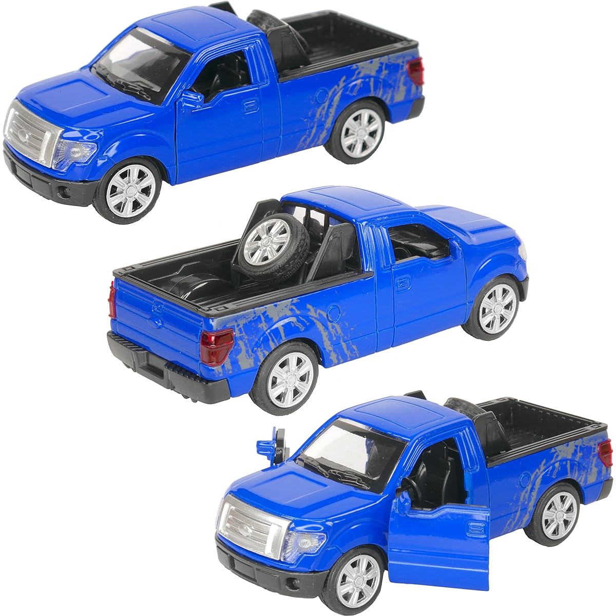 Pickup Truck 4 Pack - Red Blue White Black