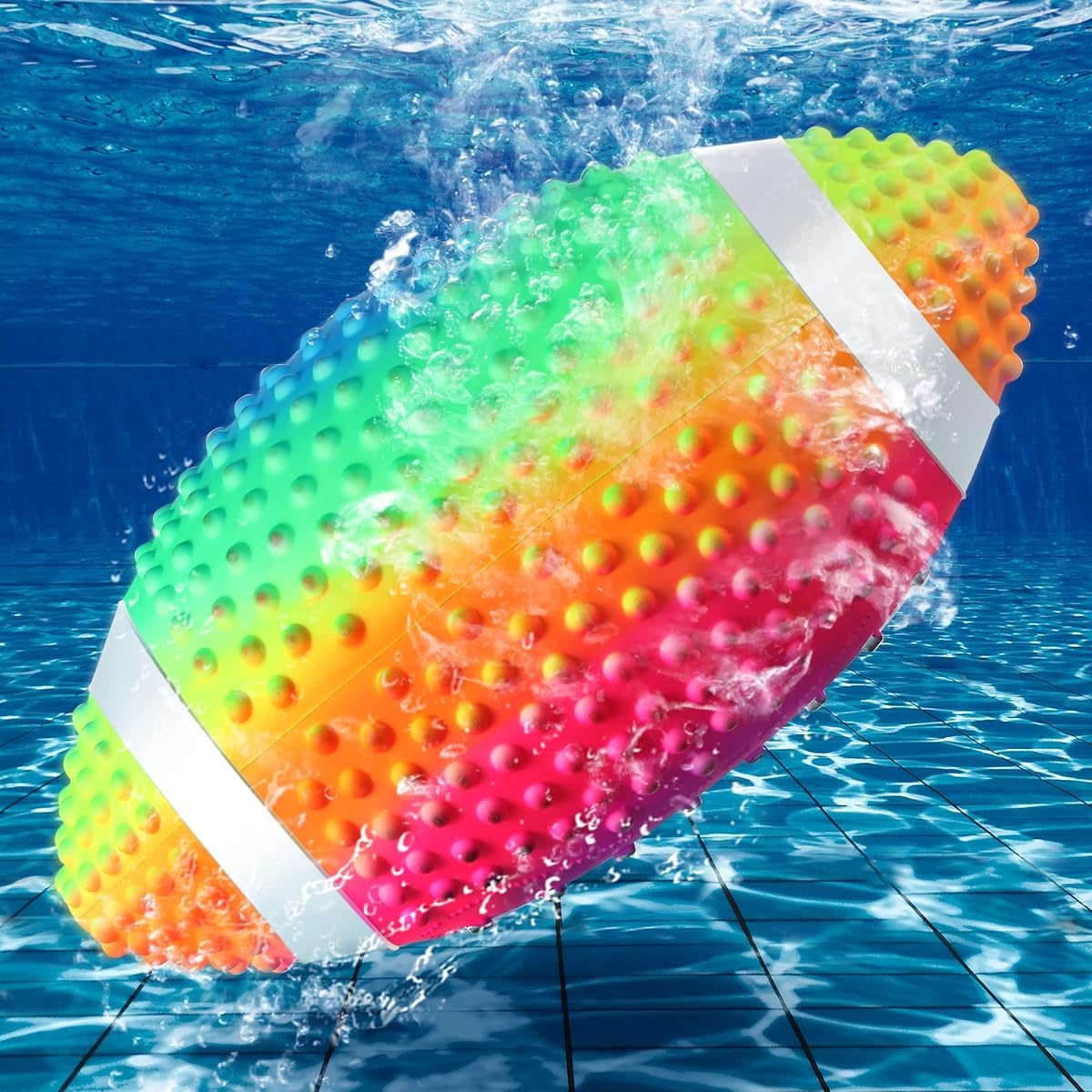Swimming Pool Football Water Football for Pool Underwater Passing Dribble Beach Football Waterproof Pool Water Diving Game Toy for Teens Adults Fill with Water (Rainbow Color)