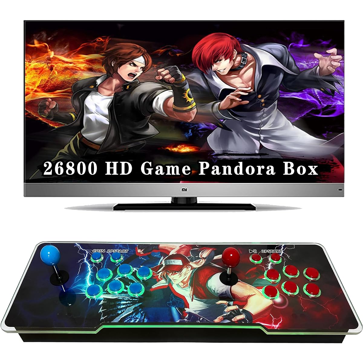 Aksozamg [26800 Game in 1] Arcade Game Console Pandora Plus HDMI VGA USB Output Retro Game Machine 1280X720 HD Display Double Joystick 1-4 Players Favorite List Best Gift for Kids and Adults