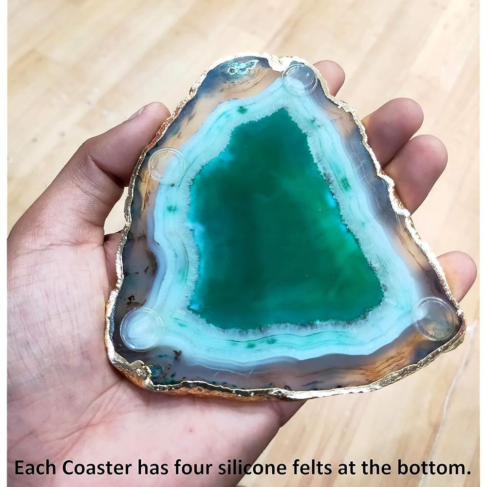 eSplanade Natural Agate Coasters Bar Beer Coffee Tea Coasters - Set of 4 Coasters - Perfect Table Accessories Tableware Green