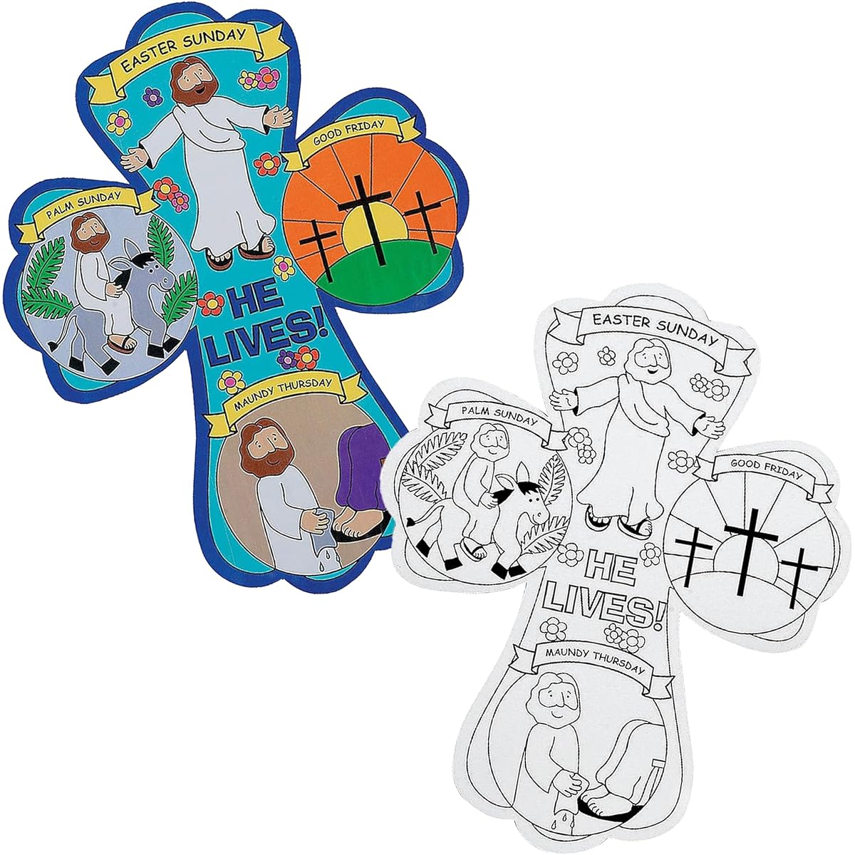 Color your own Holy Week cross - craft and fun home activity for kids.