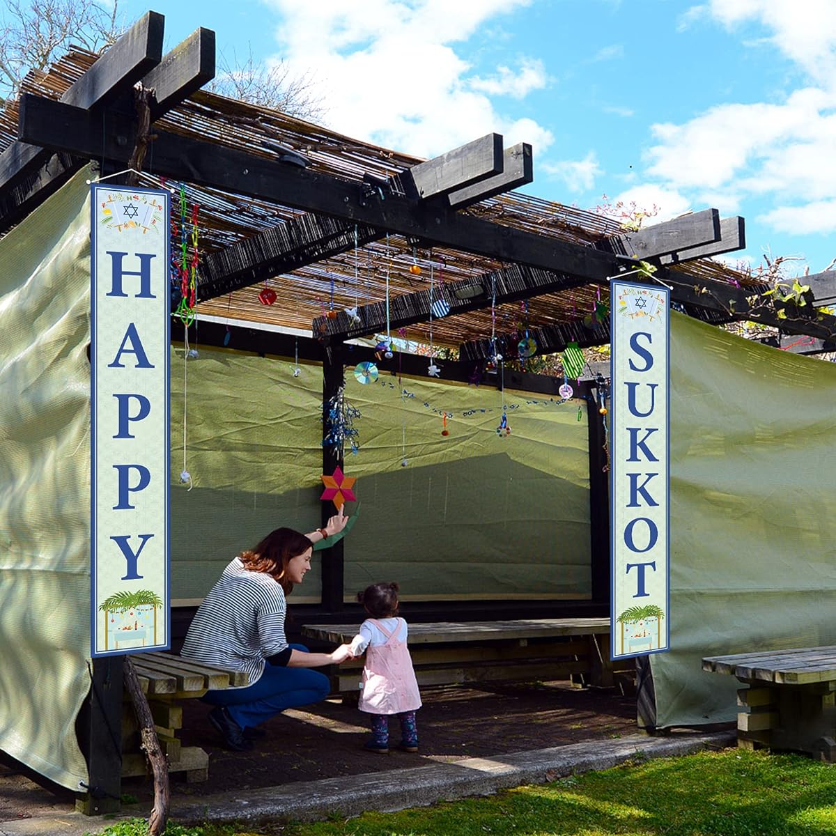 Sukkot Decorations Outdoor Indoor Happy Sukkot Banner Party Jewish Holiday Celebration Festive Decor Home Supplies