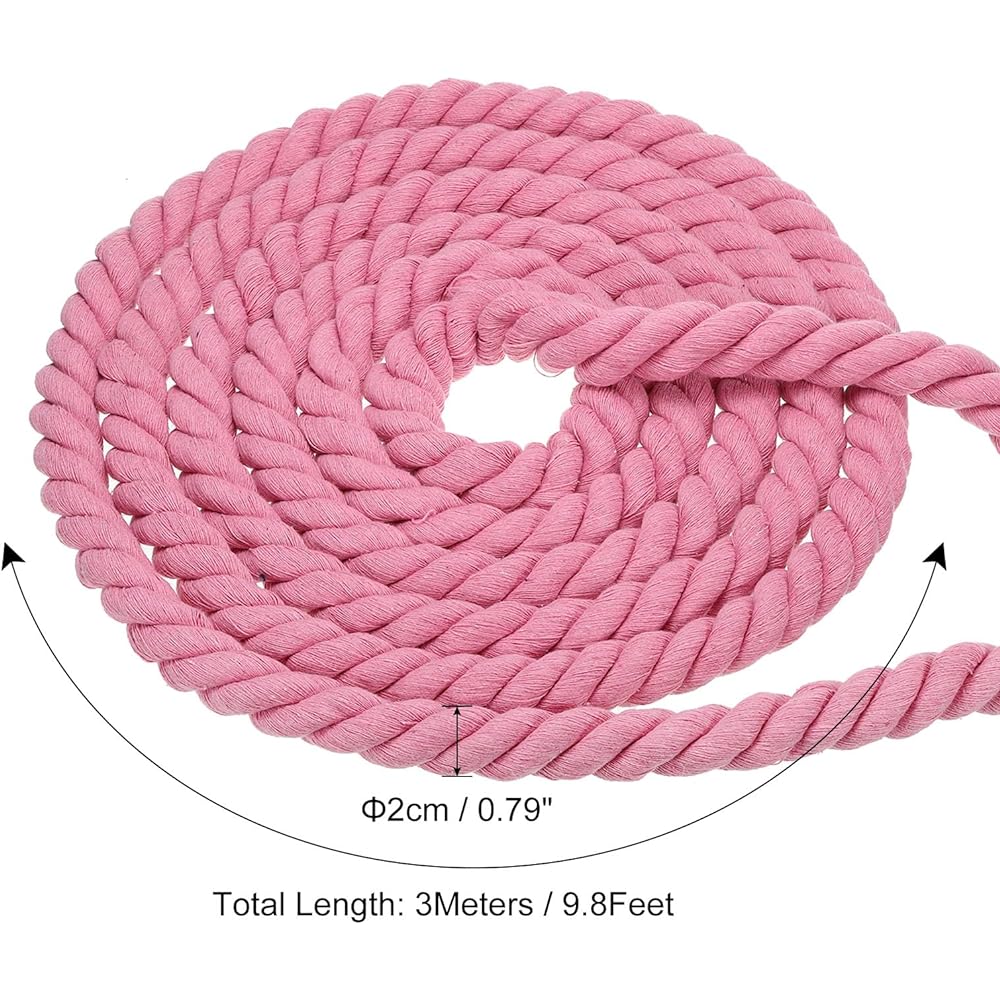 PATIKIL 10 Feet Tug of War Rope for Adults and Teens, 3 Braided Natural Cotton Rope with Flag for Yard Games and Team Building Activities, Pink