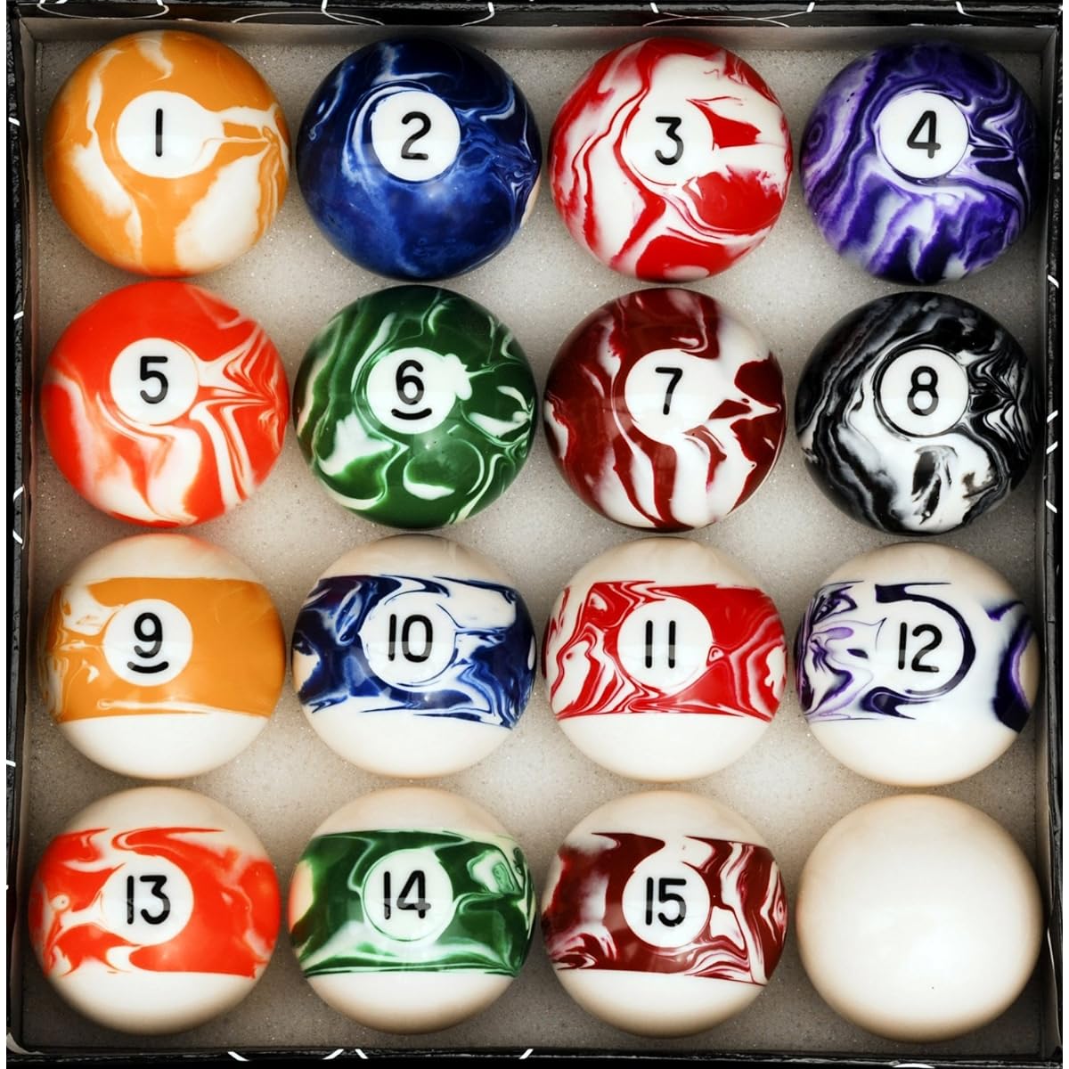 Table Billiard Ball Set Marble/Swirl Style-[Parallel Import]