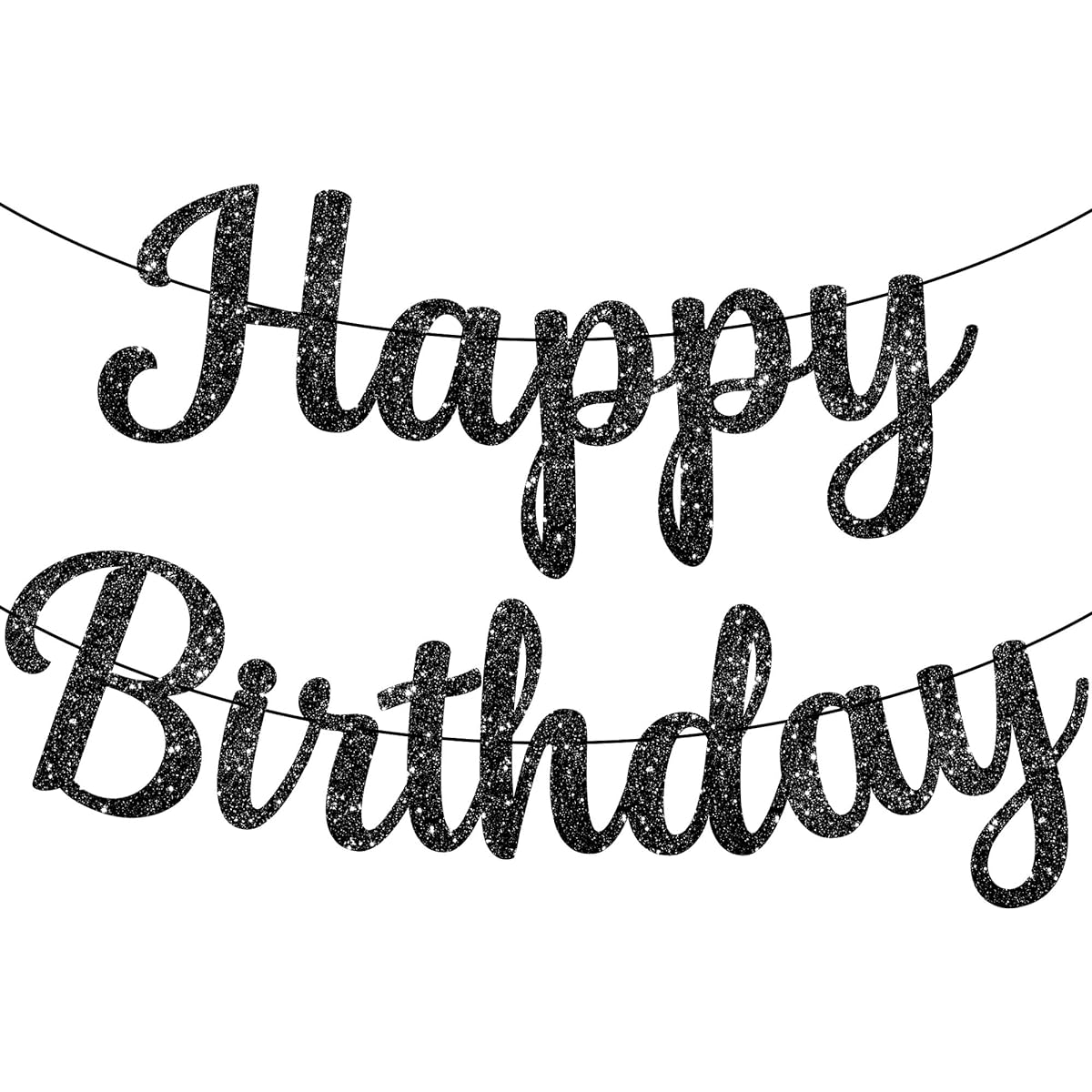 Happy Birthday Black Cursive Banner