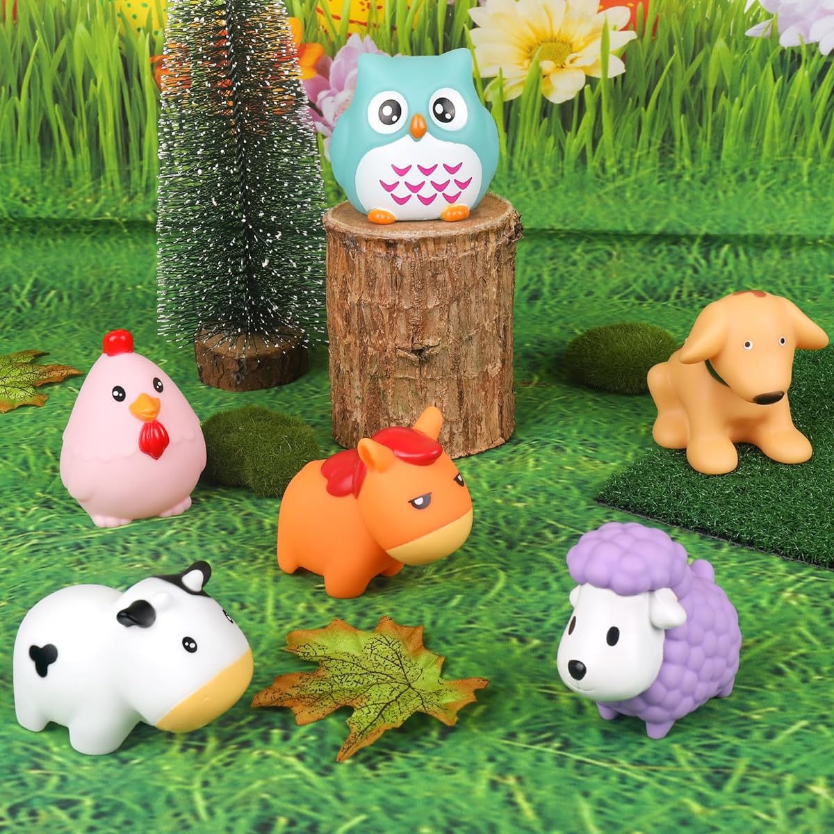 FHOZGECY Mold Free Bath Toys No Holes 6 Pack Baby Bathtub Toys Water Play Toys for Toddlers Boys Girls Gifts (Farm Animals)