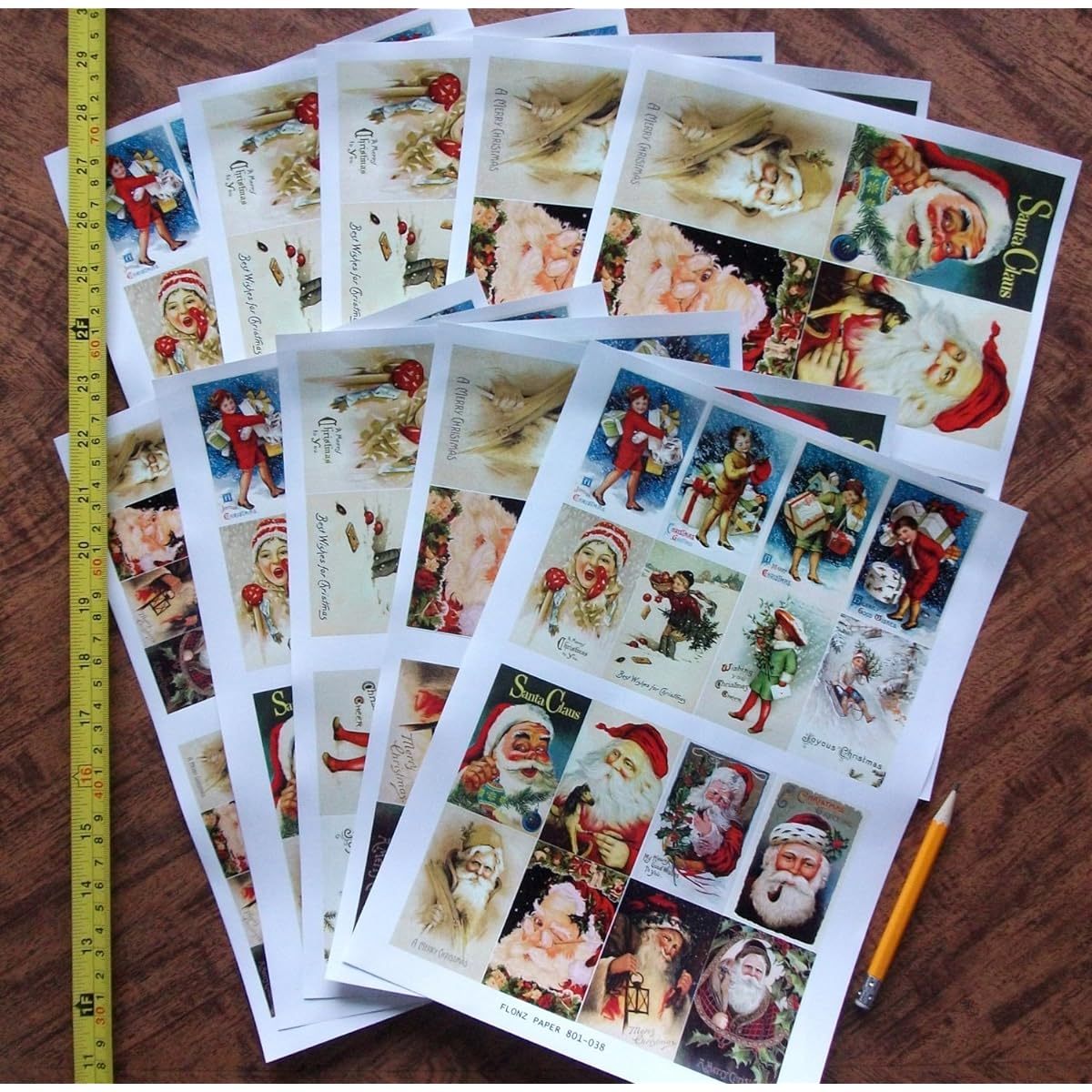 Decoupage Paper Pack (10 Sheets A4 / 8" x 12") Vintage Christmas Santa Kids Gifts FLONZ Vintage Ephemera