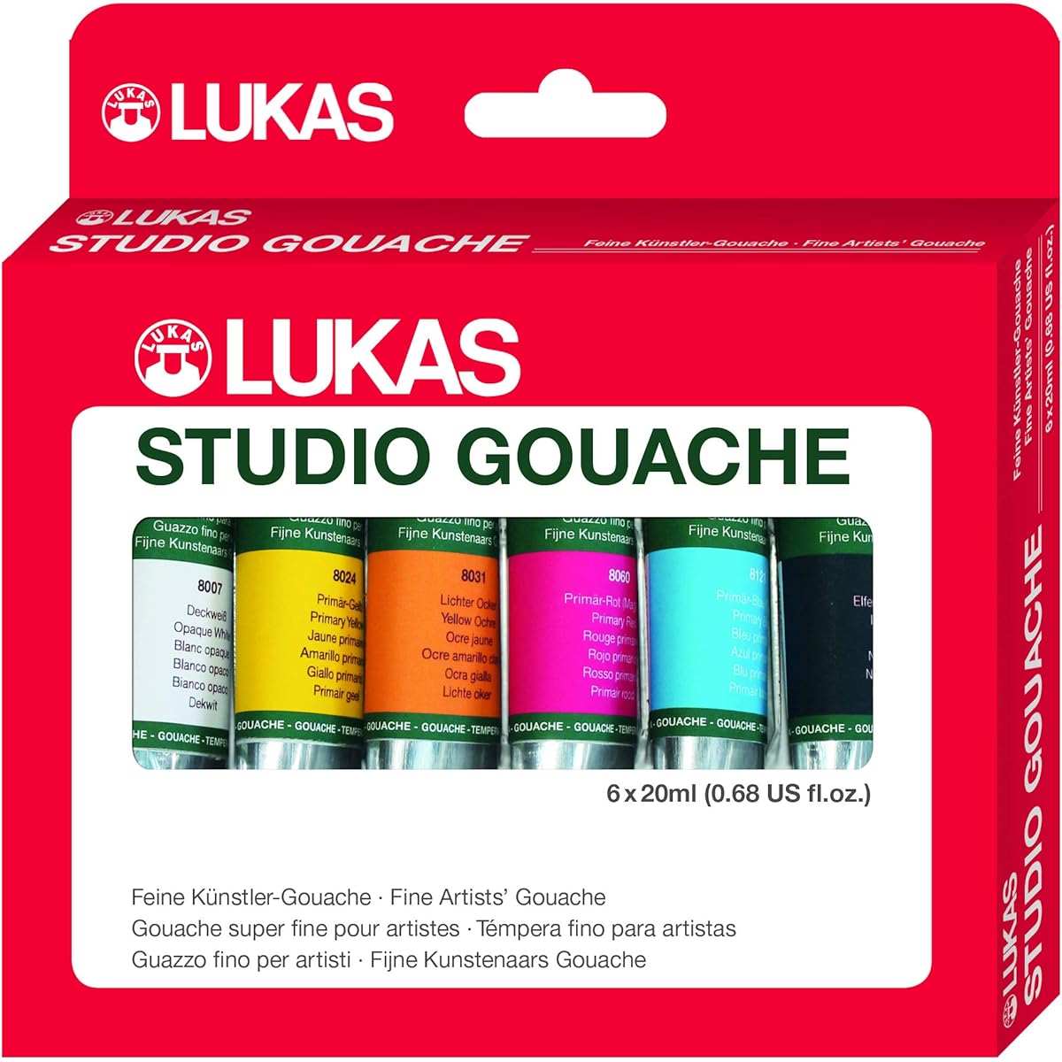 Lukas Opaque Watercolor Paint Gouache 20ml x 6 Color Set