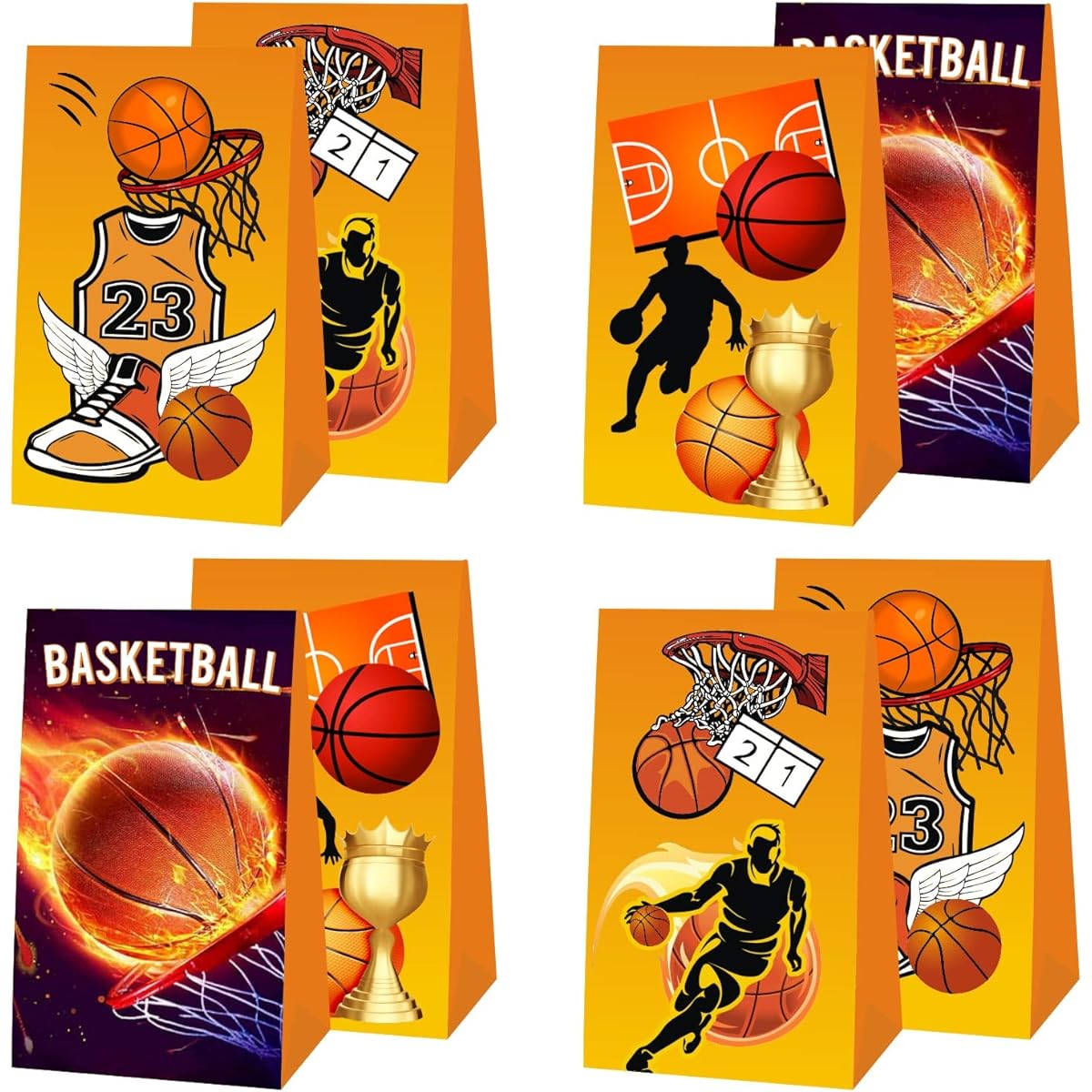 12pcs Basketball Party Favor Gift Bags Sports Theme Birthday Party Decoration Supplies