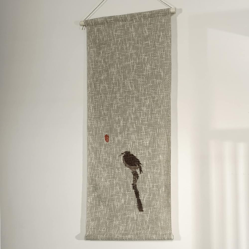 [Mobukia] Hanging Scroll Wall Hanging Ink Painting Chinoiserie Summer Cloth Hanging Scroll Wall Art Decoration Artist Liang Jianping (45×110, 栖Ⅰ)
