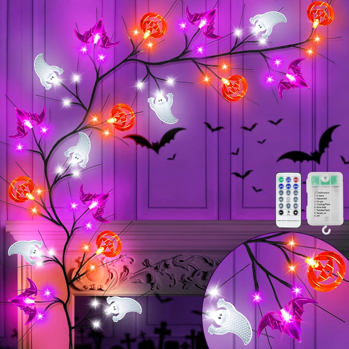 Sakayo Halloween Willow Vine Twig Garland Light