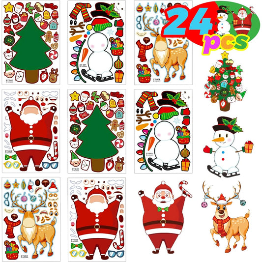 24pcs Christmas Stickers for Kids, Make Your Own Stickers, Christmas Party, Game Stickers, Crafts, DIY Stickers, Face Stickers, Kids Party, Christmas, Holiday Stickers