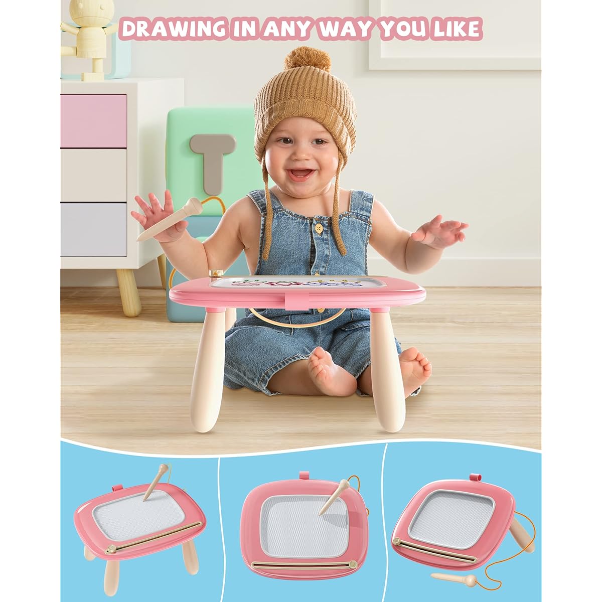 Toys for 1 2 Year Old Girl, Toddler Girl Toys and Gift, Magnetic Drawing Board for Early Learning, Birthday Gift/New Year Gift for Baby Girls Boys, Doodle Board Kids Toys for Toddlers 1-3(Pink)