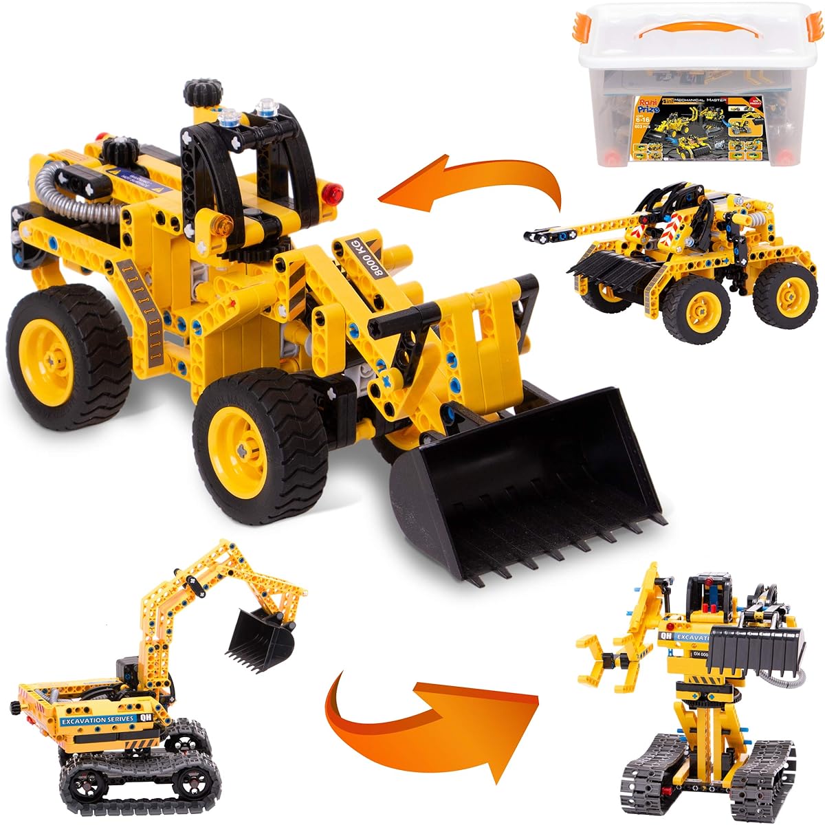 STEM Toys Building Set for Boys Age 8-12, Construction Engineering Kit, Build 4 Excavator Toy Models for Boys Ages 8 9 10 11 12 2021 (603 Pieces) Great Toy Gift (4 in 1)