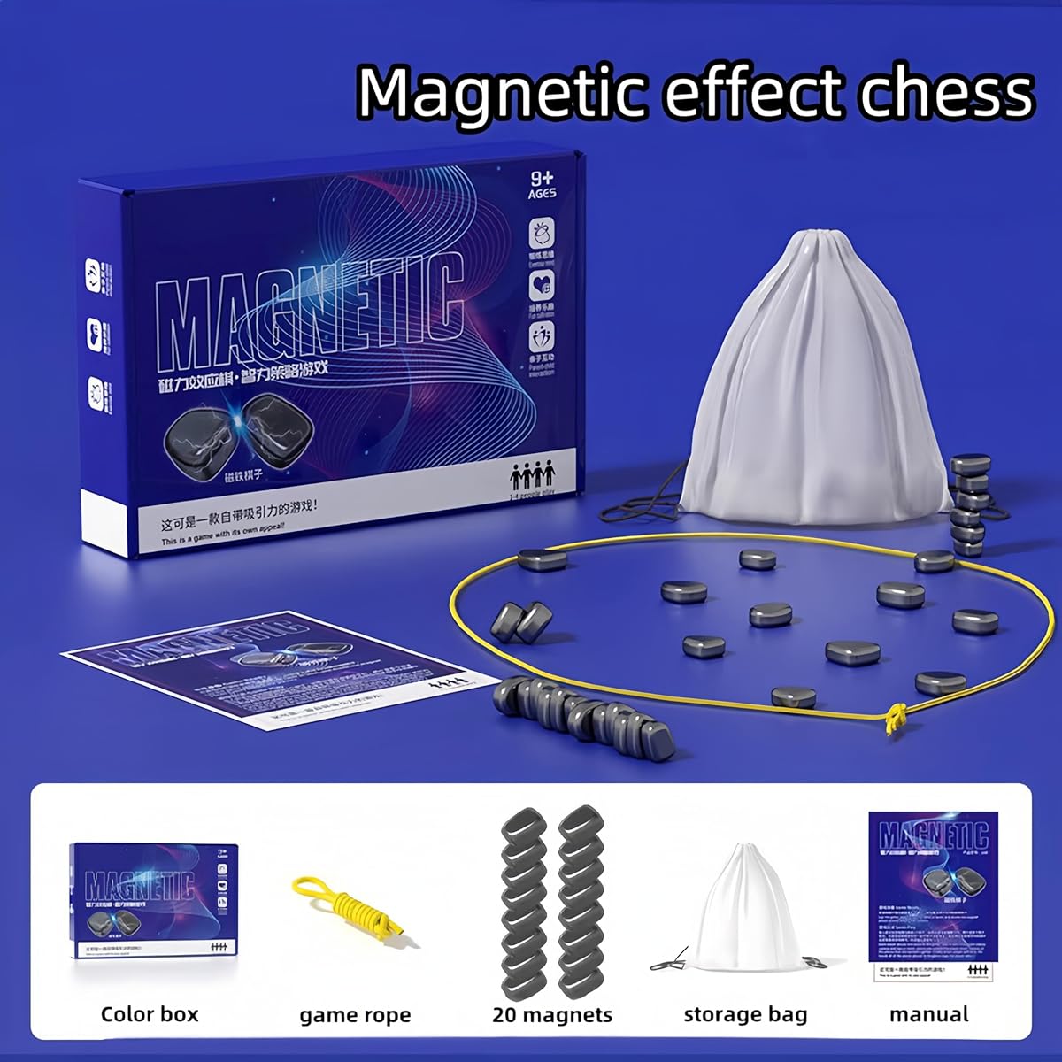 2024 Portable Magnetic Chess Game, Intellectual Battle Game, Strategy Game for Kids and Adults, Fun Family Party Game, Multiplayer Magnetic Board Game, Fun Puzzle Gift (Set B)