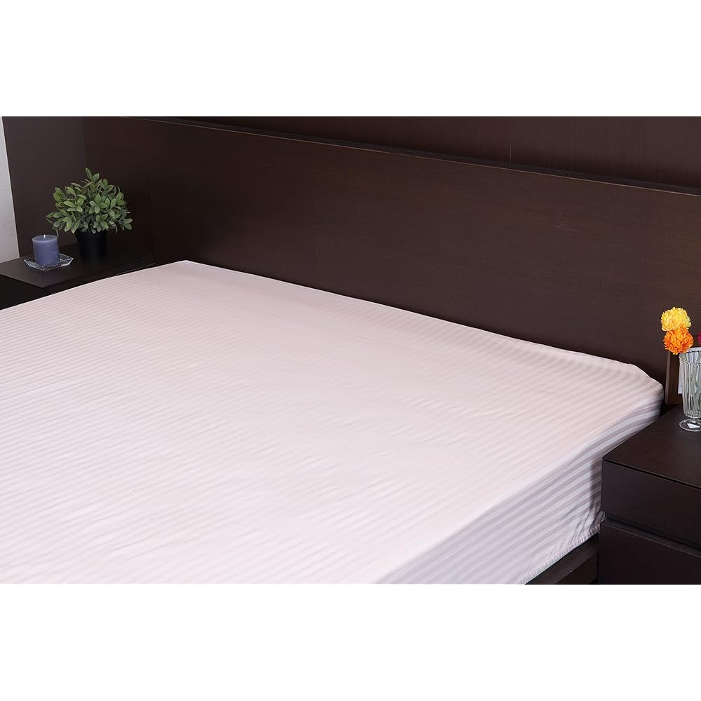 Hotel Style Satin Stripe Cover Regina Bed Sheets (Box Type) Queen Size Pink HS44050-127