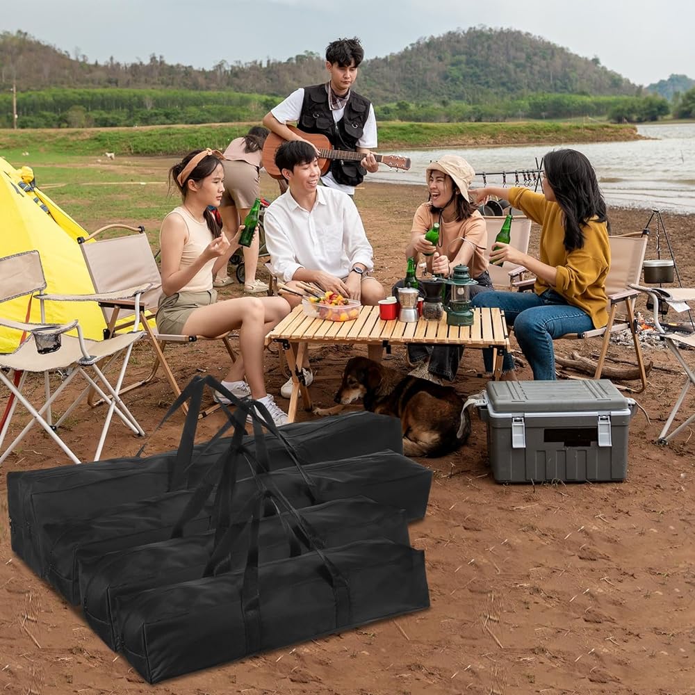 PATIKIL 65cm Camping Chair Replacement Bag Chair Storage Bag Carrying Bag 2 Pieces Nylon Foldable Large Dual Bag with Zipper Outdoor Black