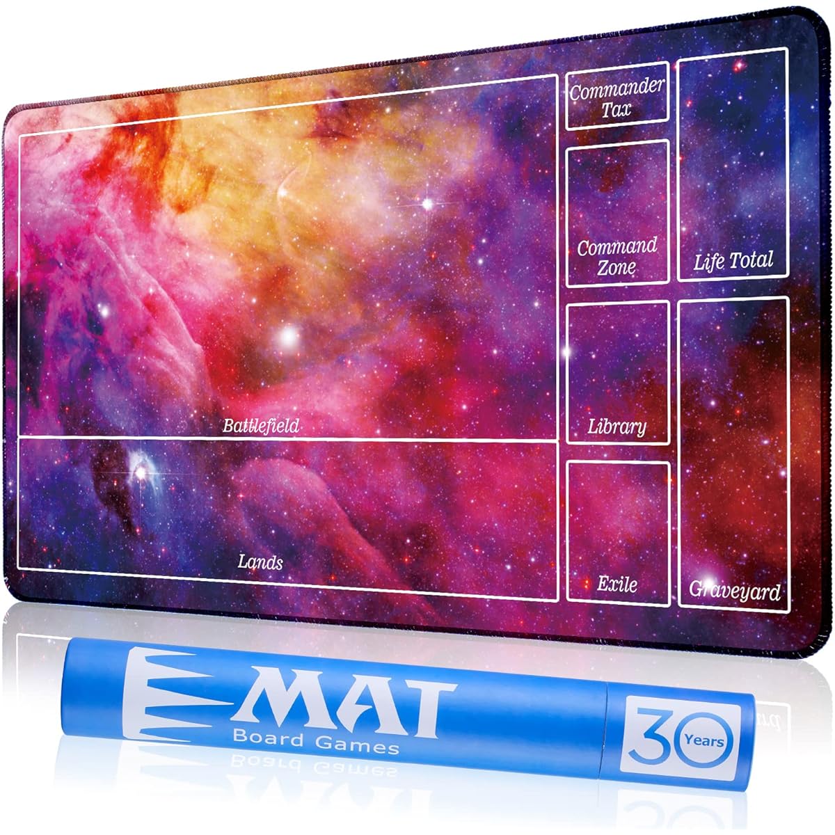 Biouai Starry Playmat for MTG Magic the Gathering - Stitched Field Rule Zone Playmat with Free Tube Case for MTG Card Game Playing Beginners (Purple)