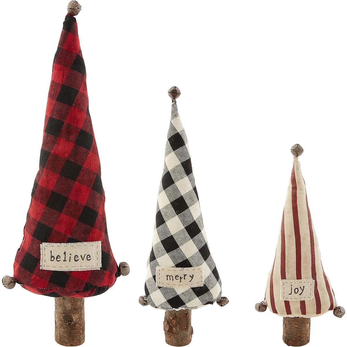 Mudpie Striped Christmas Check Tree Sitter Small 12" x 5"