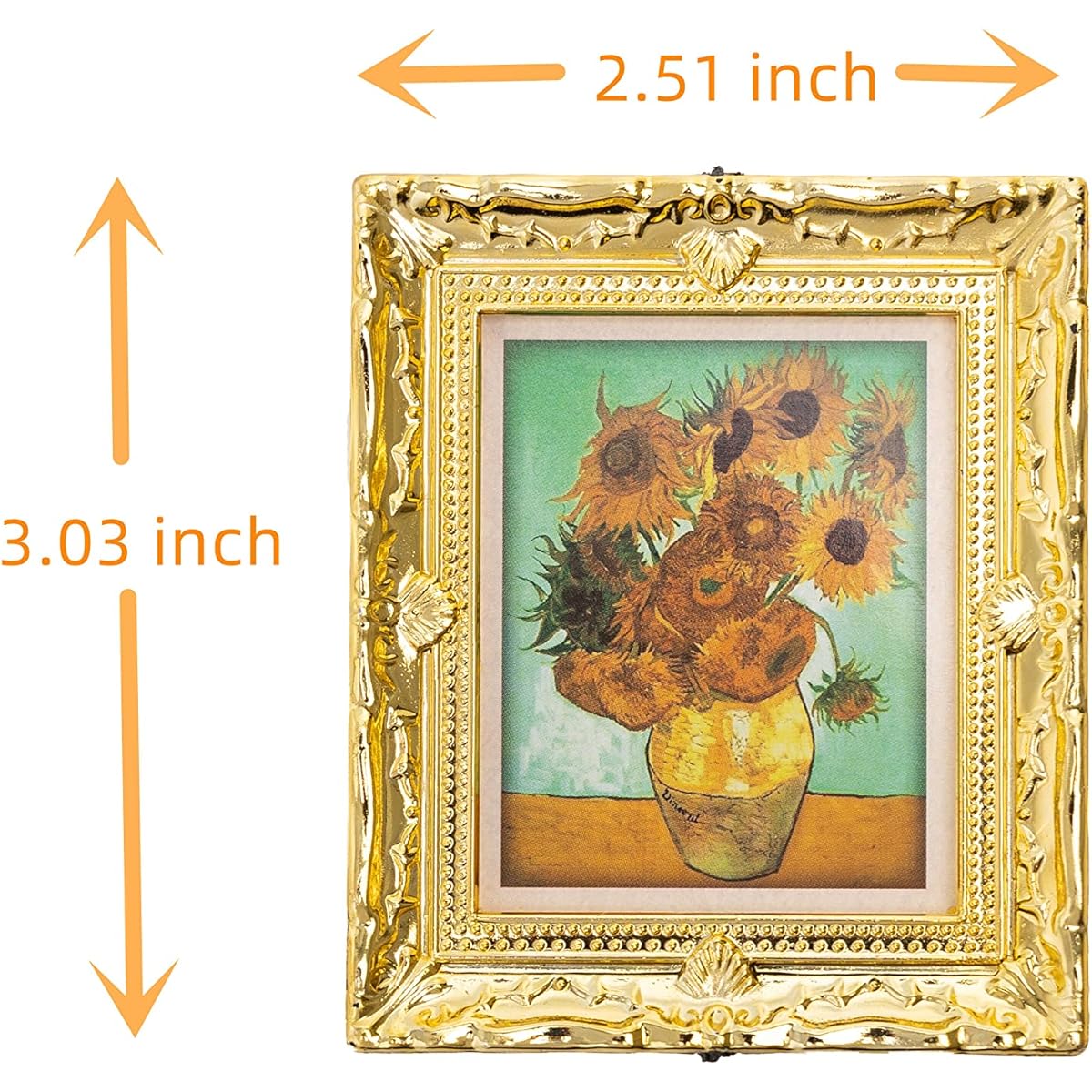 Neakomuki Dollhouse Accessories 1:12 Miniature Art Painting Picture Frame Antique Gilt Gold Frame for Dollhouse Fairy Garden