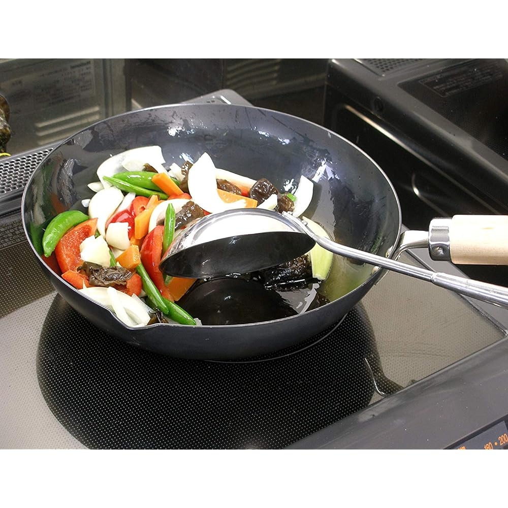 River Light Extreme Iron Frying Pan, Deep Stir-Fry Pot, 30cm, Iron Nitride, Nitriding Processing, IH Compatible, Rust Resistant, Wok, Made in Japan K1430