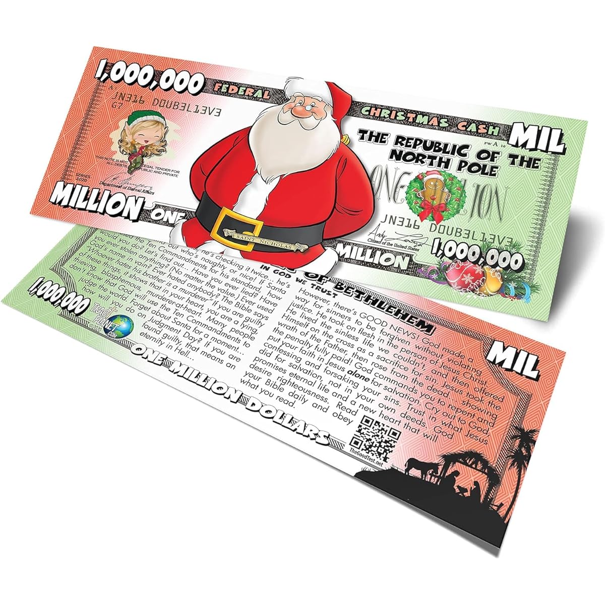 Tract Planet Merry Mission: Christmas Cash Gospel Tract Bundle - Spread the word with festive joy (100 pieces)