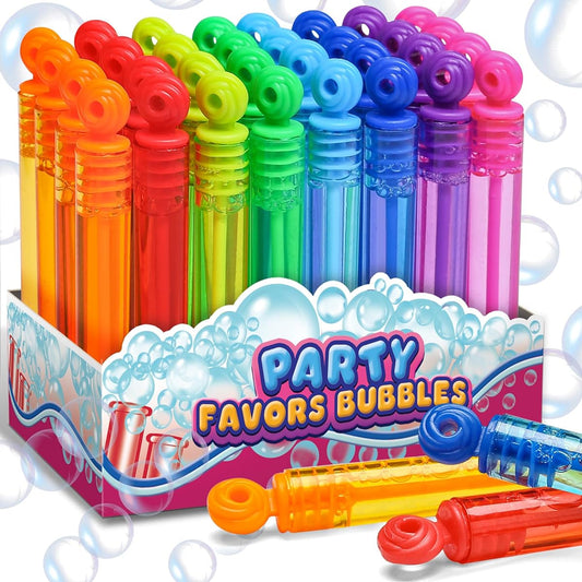 32 Neon Bubbles for Kids (8 Colors) Mini Bubble Wands Party Favors in Gift Box Goodie Bag Fillers Classroom Rewards Summer Outdoor Toys Birthday Small Toys for Boys/Girls