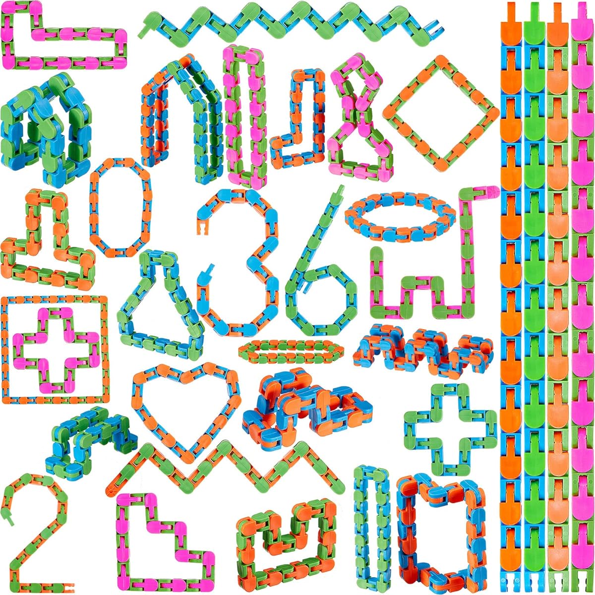 36 Pack Wacky Tracks Fidget Toys 24 Links Snake Fidget Toys for Kids Sensory Click Fidget Toys for Children Adults ADHD Stress Relief Keep Your Fingers Busy and Focused