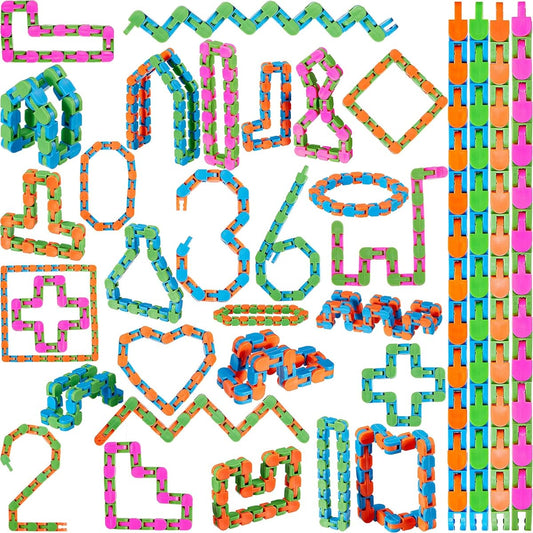 36 Pack Wacky Tracks Fidget Toys 24 Links Snake Fidget Toys for Kids Sensory Click Fidget Toys for Children Adults ADHD Stress Relief Keep Your Fingers Busy and Focused
