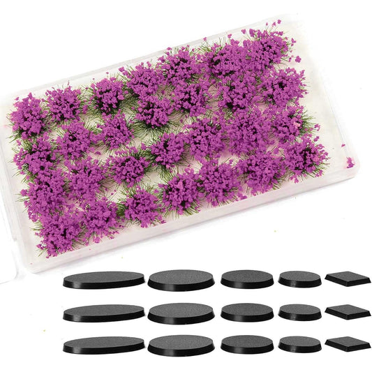 Miniature Plants Bushy Shrubs Tuft Flowers with Model Base War Game DIY Railway Terrain Scenery (G)