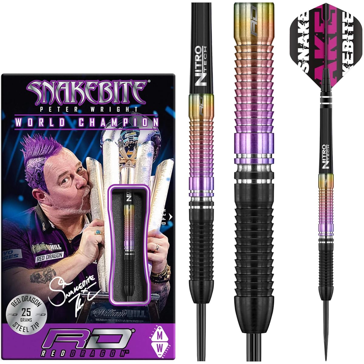 Snakebite World Champion 2020 Edition: 25g Tungsten Darts with Flights and Shafts