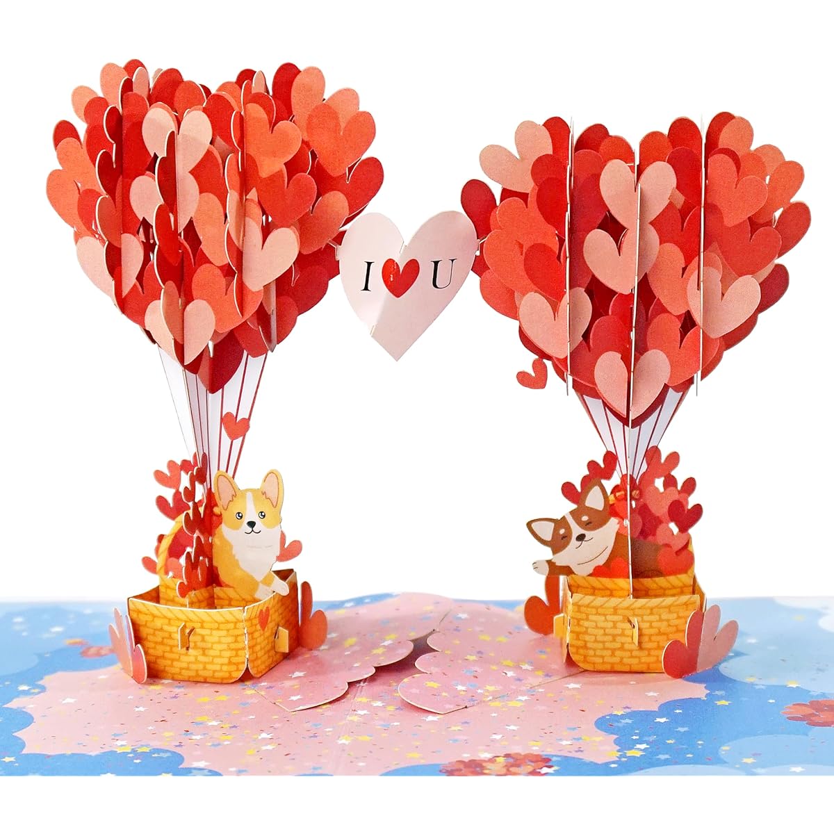 CUTPOPUP Corgi Couple Valentine's Day Card Pop Up Anniversary Card 3D Pop Up Greeting Love Card (Corgi Couple Air Balloon) LO167US1515