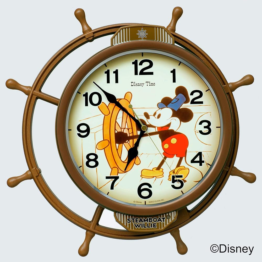 Seiko Clock Wall Clock Character Disney Mickey Mouse Radio Wave Analog Decorative Pendulum Brown Body Size: 39.6 x 39.6 x 6.1cm FW583A