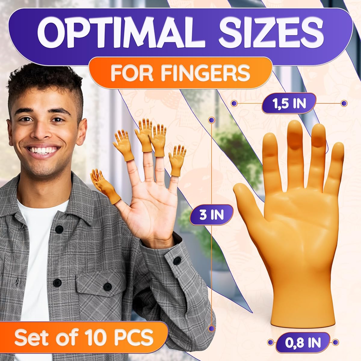 Small Hands for Fingers Mini Hands - 10pcs Small Rubber Hands Puppets for Kids Small Hands for Fingers High Left Right Small Hands - Realistic Small Hands for Kids Finger Hands Puppets