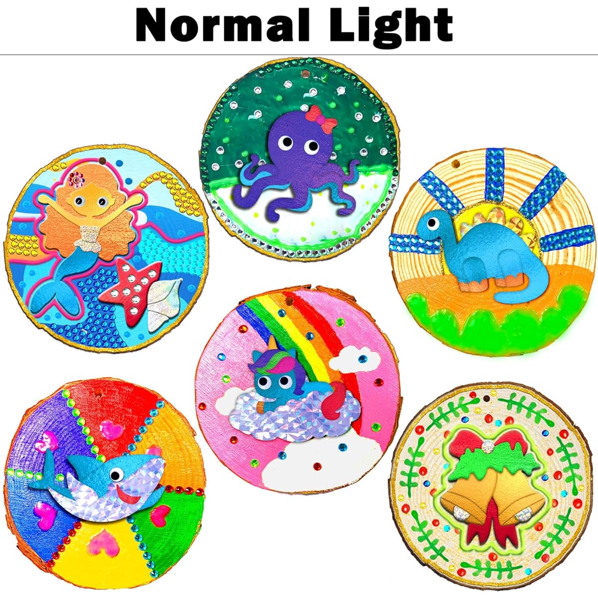 Wooden Painting Kit for Kids - Glow in the Dark Arts & Crafts Gifts for 5-12 Year Old Boys/Girls Foil Wood Slices Gemstone Diamond Painting Set Creative Art Toys for 5 6 7 8 9 10 11 12 Year Old Kids