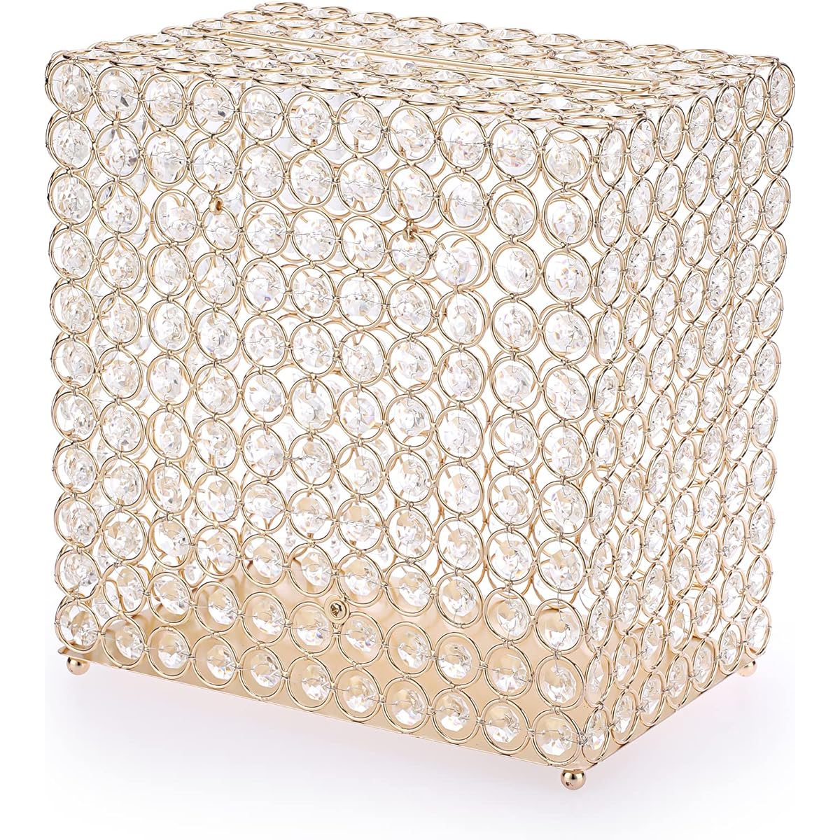 ELLDOO Crystal Wedding Card Box Square Money Card Box for Wedding Reception Centerpiece Decoration Anniversary Keepsake Gift Display Box