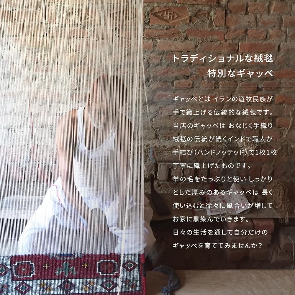 Hagiwara Gabbeh Entrance Mat Indoor Gray Approx. 60 x 90cm "Numero" Wool Hand-woven Ethnic Pattern