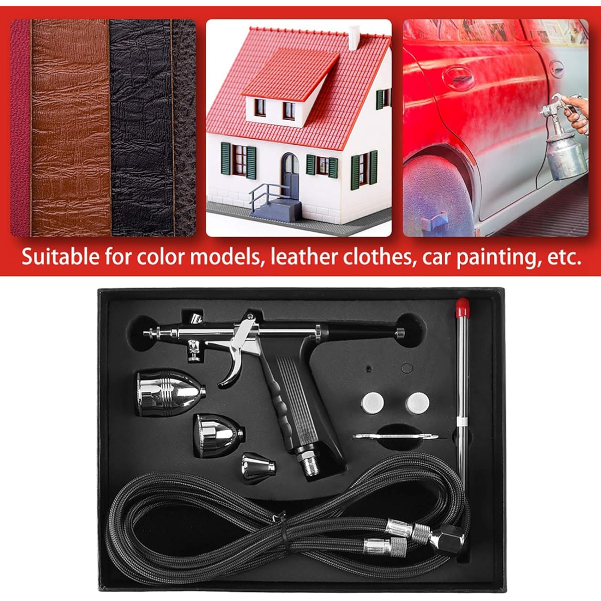 HEEPDD Airbrush Professional Trigger Airpaint Control Gun Airbrush Set Kit Cosmetic Makeup Model Body Car Paint
