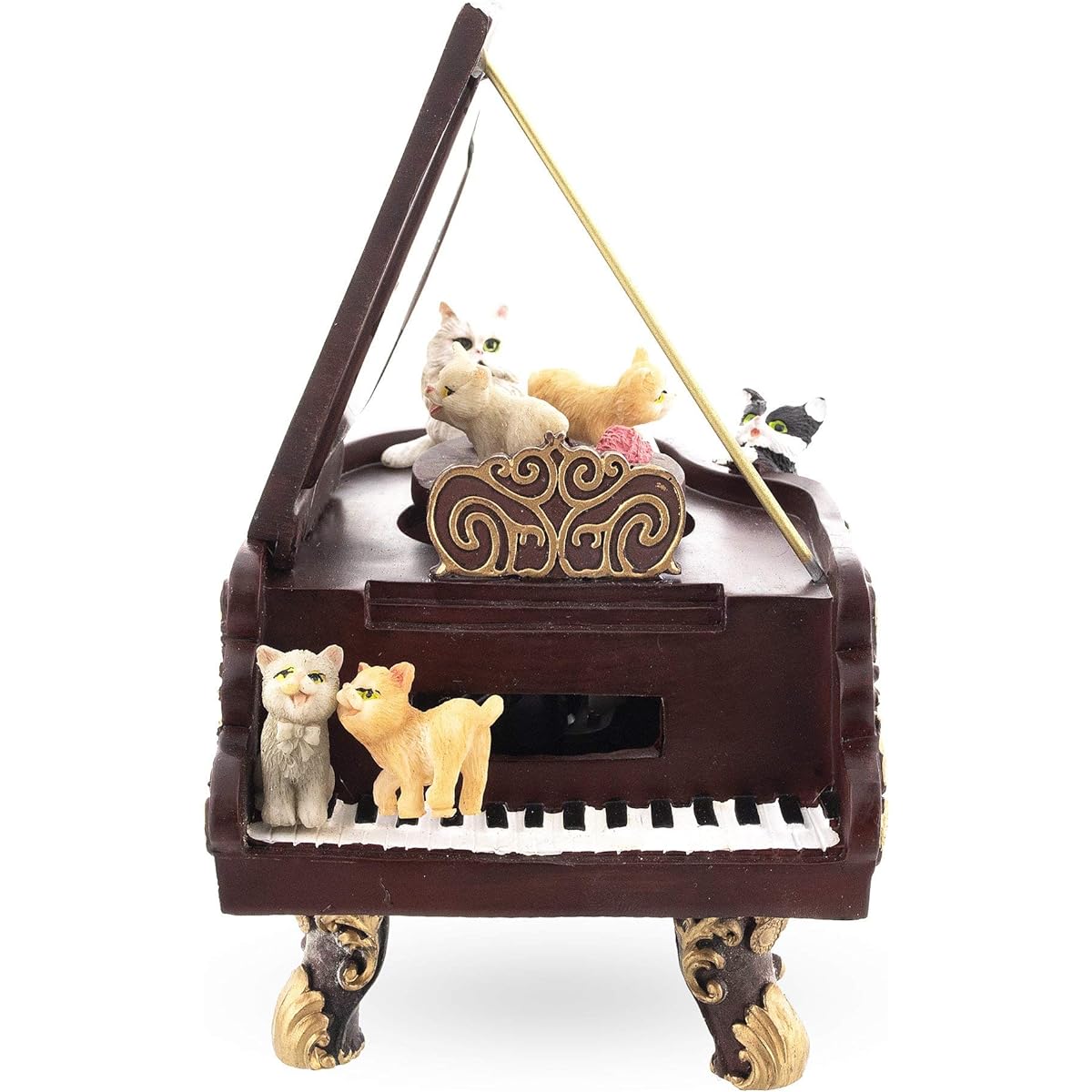 Purrfect Piano Serenade: Animated Musical Figurine with Cats Playing