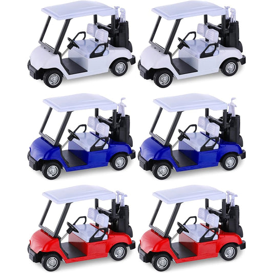 6pcs 4.72inch Mini Golf Cart Miniature Diecast Golf Cart Decorations Golf Birthday Decorations Metal Pull Back Die Cast Action Toys Golf Cart Table Golf Decorations Golf Party Decorations 1:20