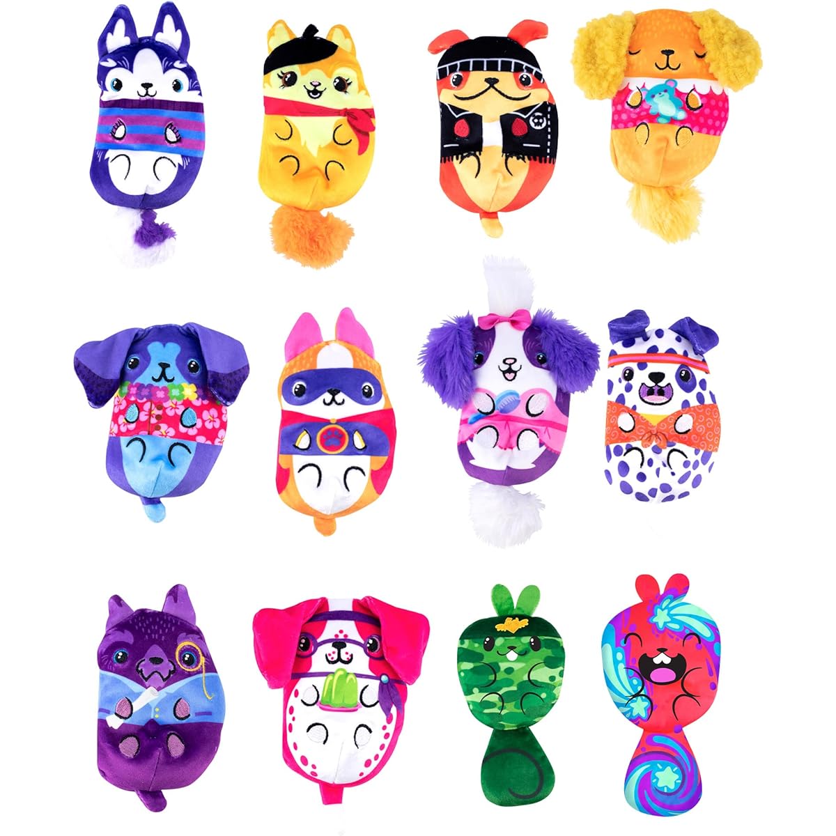 Dogs vs Squirls - Mystery Bag - 12 Pack Assorted B - 4" Exclusive Super Soft & Bean Filled Plush! Collect them as stocking stuffers! Great for kids, boys and girls!