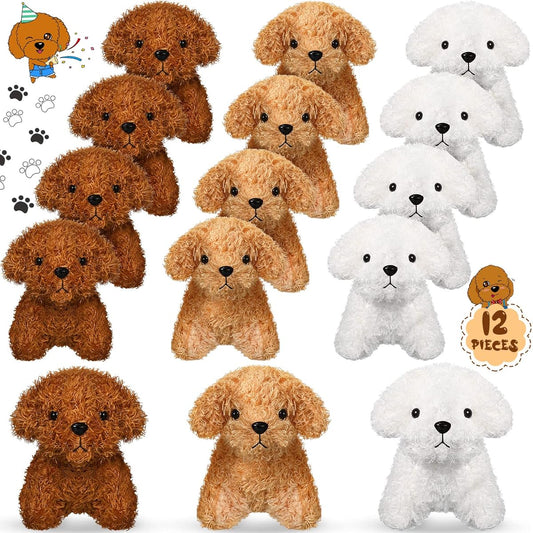 12 Pieces Small Stuffed Animals 5 Inch Cute Small Plush Keychain Set 3 Colors Goody Bag Fillers Carnival Prizes Valentine's Day Easter Egg Fillers Party Favors (Adorable Style)