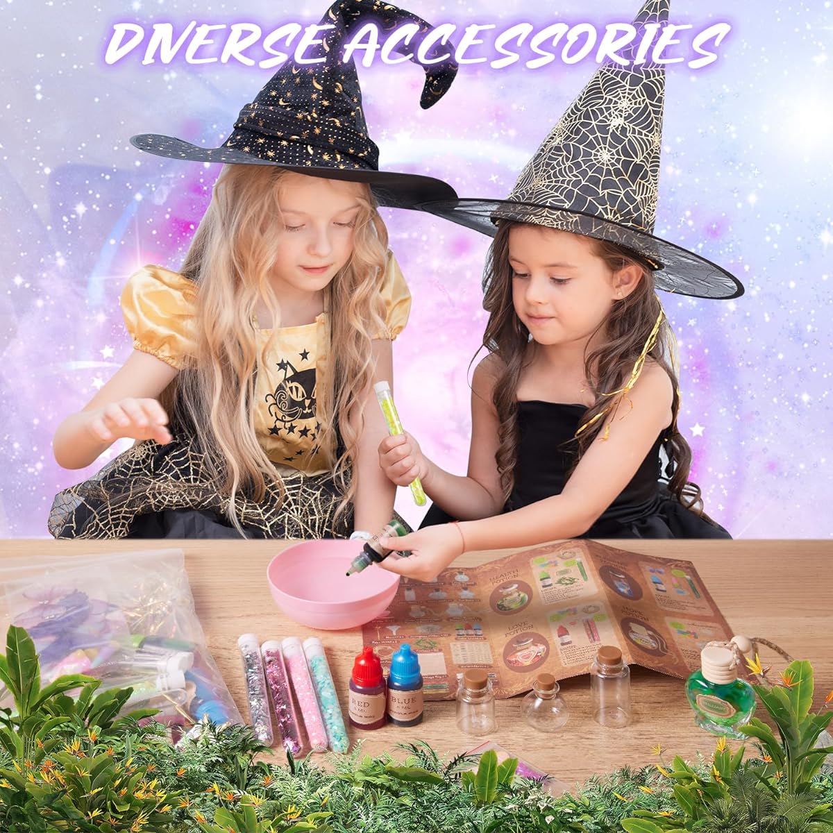 MIROLA KIDS Fairy Magic Potion Kit, Glow in the Dark Magic Mix 21-Piece Kit, Girls DIY Creative Craft Kit with Sparkly Decorations, Ages 6 7 8 9+