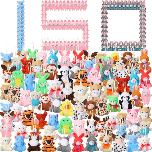 150 Mini Plush Toys Bulk Keychain Decorations Tiny Stuffed Animals 2.4 Inch Small Tiny Animal Toys Small Animal Stuffed Animal Assortment Set Kids Party Favors Goodie Bag Fillers Carnival Prizes