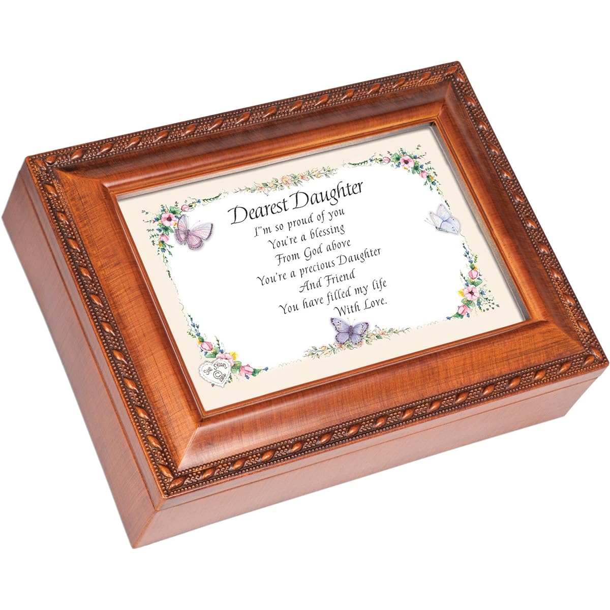 Dearest Daughter Woodgrain Music Box Plays Friend in Jesus