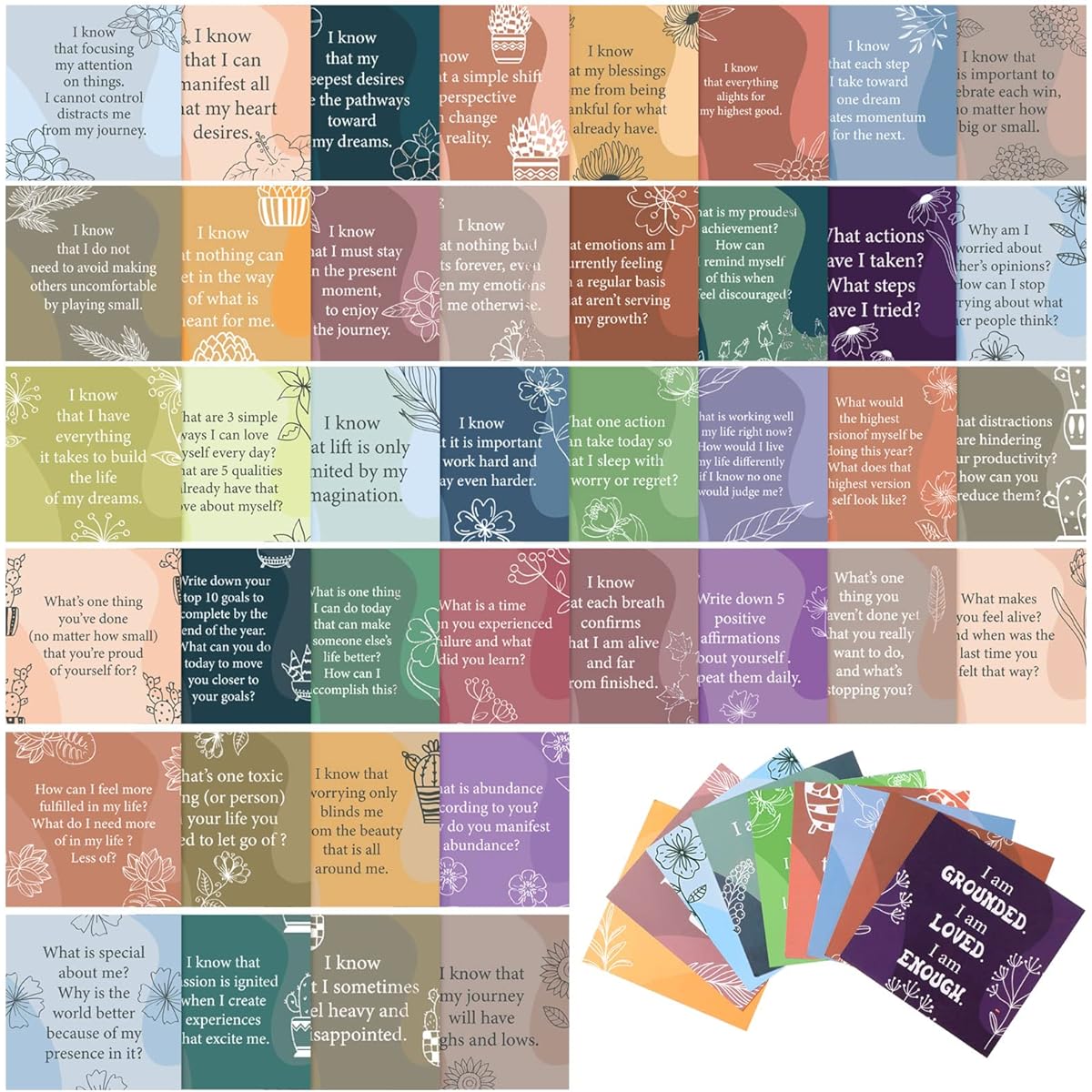 Panelee 240 Pieces Positive Affirmation Cards Daily Affirmation Cards Motivational Cards Inspirational Cards Girls Gifts Affirmation Cards for Men and Women (Square)