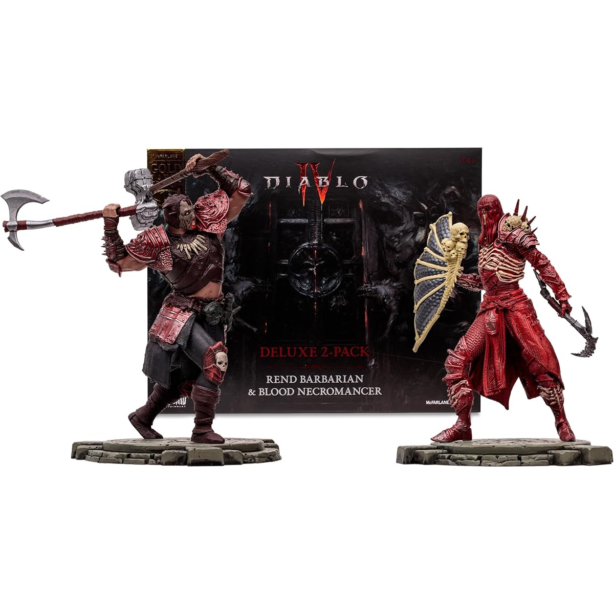 McFarlane Toys Diablo IV Rend Barbarian and Blood Necromancer 1:12 Scale Pose Figure 2-Pack Gold Label